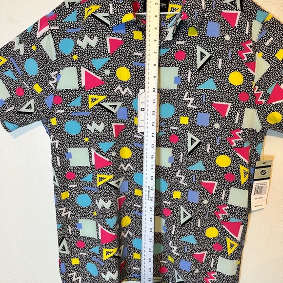 Saved By The Bell Look Button Shirt SzL Retro 80s Geometric All Over Print - Picture 11 of 12